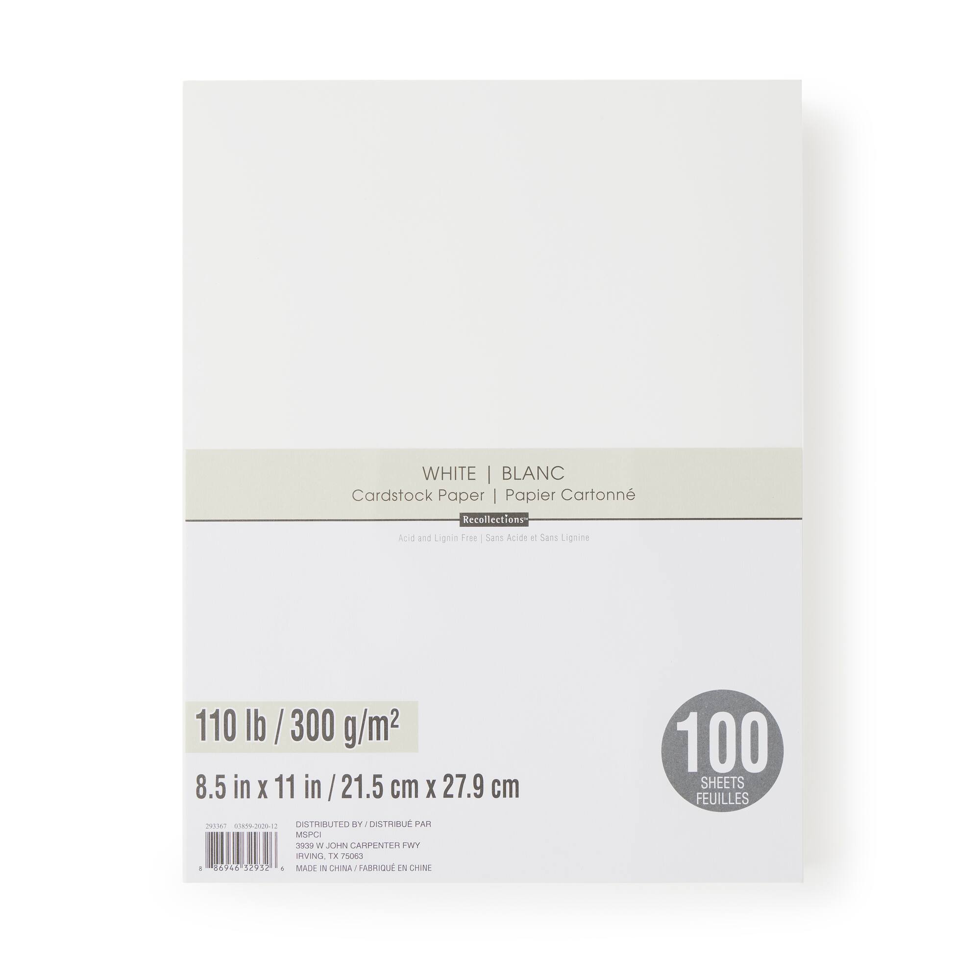 9 Packs: 100 ct. (900 total) White Heavyweight 8.5" x 11" Cardstock Paper by Recollections™